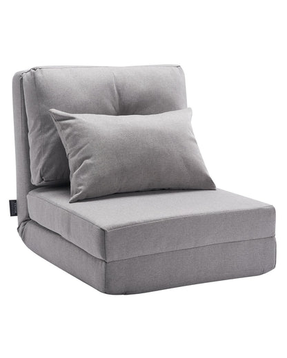 VEVOR Convertible Flip Chair, 5-Position Adjustable Floor Lazy Sofa, Folding Upholstered Couch Bed with Adjustable Backrest Metal Frame and Pillow, Folding Sofa Bed Chair for Living Room Bedroom, Gray - DBYZDCKWFS00JUGS1V0 - view 1