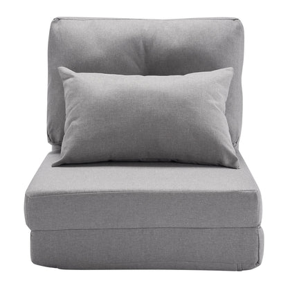 VEVOR Convertible Flip Chair, 5-Position Adjustable Floor Lazy Sofa, Folding Upholstered Couch Bed with Adjustable Backrest Metal Frame and Pillow, Folding Sofa Bed Chair for Living Room Bedroom, Gray - DBYZDCKWFS00JUGS1V0 - view 10
