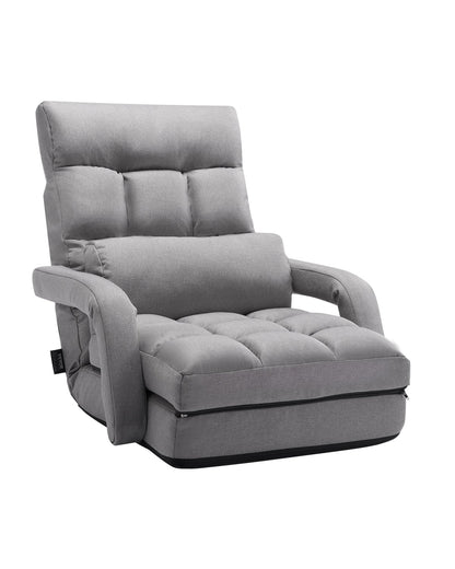 VEVOR Floor Chair, Floor Gaming Chair with 5 Adjustable Position and Back Support, Folding Sofa Chair with Armrest for Adults, Sofa Lounger Bed with Back Cushion for Living Room and Bedroom, Gray - DBYZDCKYFS00BNW2KV0 - view 1