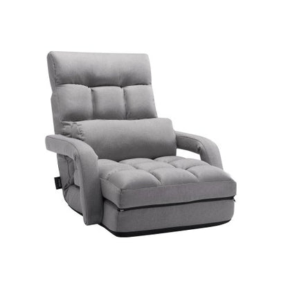 VEVOR Floor Chair, Floor Gaming Chair with 5 Adjustable Position and Back Support, Folding Sofa Chair with Armrest for Adults, Sofa Lounger Bed with Back Cushion for Living Room and Bedroom, Gray - DBYZDCKYFS00BNW2KV0 - view 2
