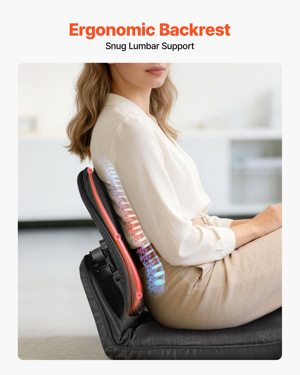 VEVOR Floor Chair, 5 Adjustable Positions Folding Floor Gaming Chair with Ergonomic Back Support, Sturdy Metal Frame with Recycled Foam and Linen Fabric, Multifunctional for Reading, Relaxing, Black - DBYZSRJGXKWFR8QA6001V0 - view 6