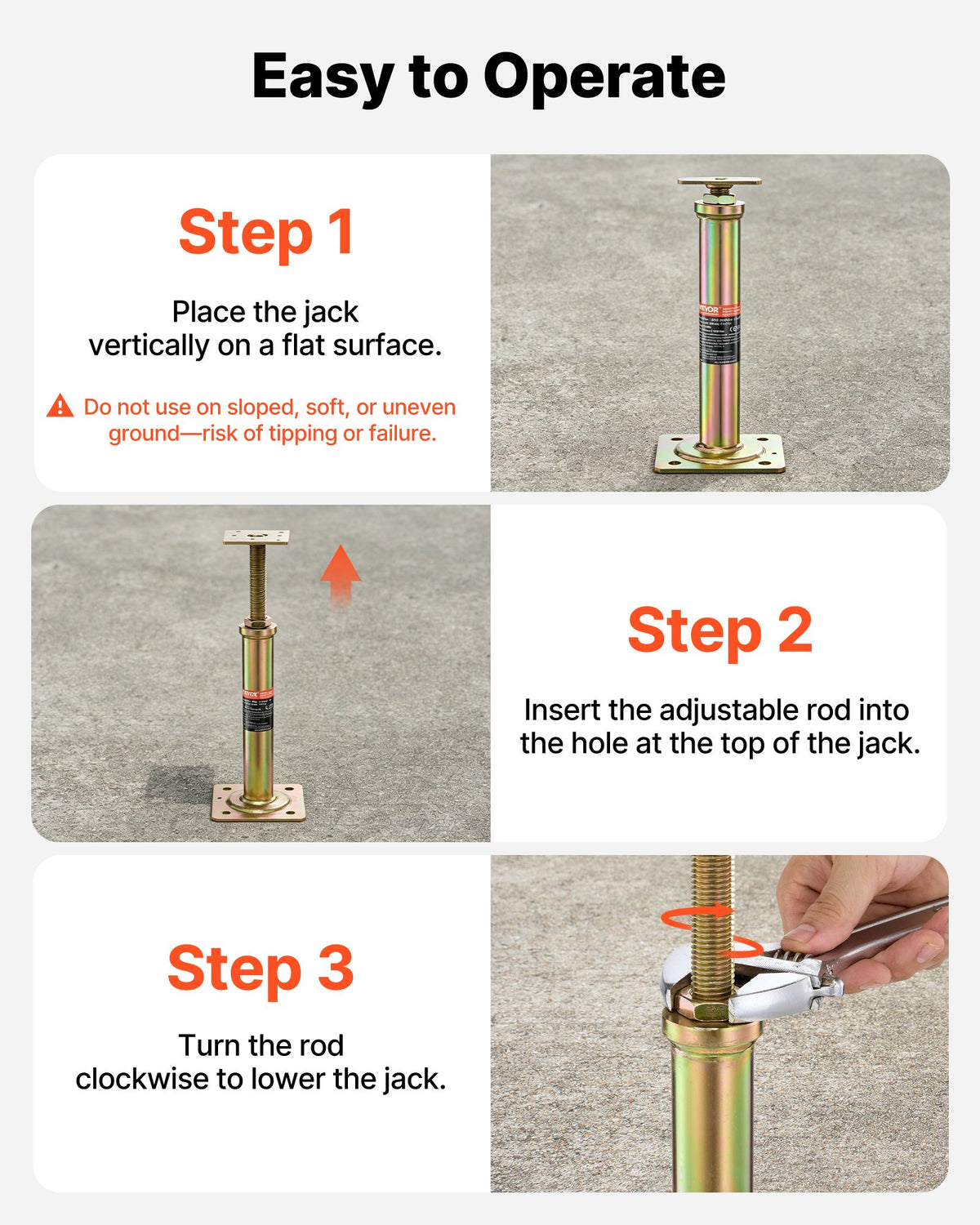 VEVOR House Floor Jacks, 4 Pack, 11.6"-16" Height Range, 2500 lbs Max Load Capacity Per Unit, Adjustable Support Beam Basement Jack Post for Leveling, Galvanized Telescoping Jack for Temporary Support - DBZCQJD1216IIFOIIV0 - view 7