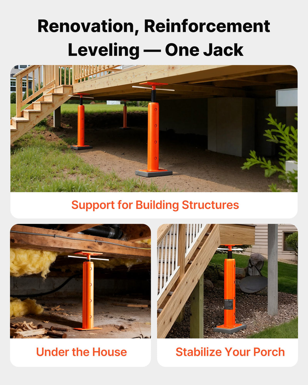 VEVOR House Floor Jack, 19"-36" Height Range, 18000 lbs Max Load Capacity, Adjustable Support Beam Basement Jack Post Pole for Leveling, Lift Support Steel Telescoping Jack Post for Temporary Support - DBZCQJD1G180ANNFGV0 - view 5