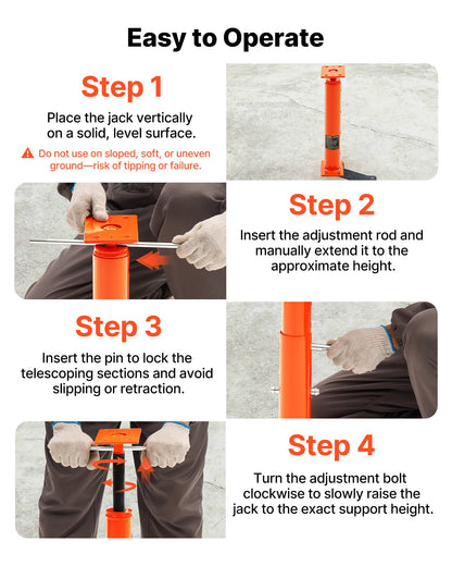 VEVOR House Floor Jack, 19"-36" Height Range, 18000 lbs Max Load Capacity, Adjustable Support Beam Basement Jack Post Pole for Leveling, Lift Support Steel Telescoping Jack Post for Temporary Support - DBZCQJD1G180ANNFGV0 - view 7