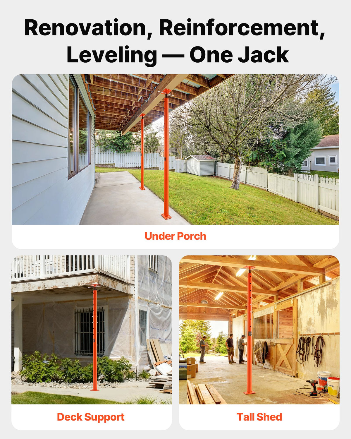 VEVOR House Floor Jack, 56"-100" Height Range, 18000 lbs Max Load Capacity, Adjustable Support Beam Basement Jack Post Pole for Leveling, Lift Support Steel Telescoping Jack for Temporary Support - DBZCQJD1G180O7V19V0 - view 5