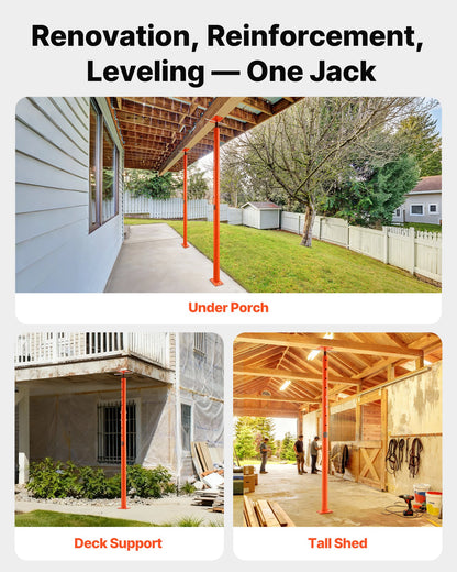 VEVOR House Floor Jack, 56"-100" Height Range, 18000 lbs Max Load Capacity, Adjustable Support Beam Basement Jack Post Pole for Leveling, Lift Support Steel Telescoping Jack for Temporary Support - DBZCQJD1G180O7V19V0 - view 5