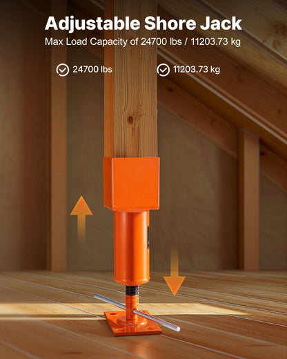 VEVOR Screw Jack Post, 4" x 4", 13.2"-18.7" Height Range, 24700 lbs Max Load Capacity, Adjustable Shore Jack, Temporary House Jack Pole for Home Leveling, Lifting Floor Crawlspace Basement Shore Beam - DBZCQJD1G2476AGANV0 - view 3
