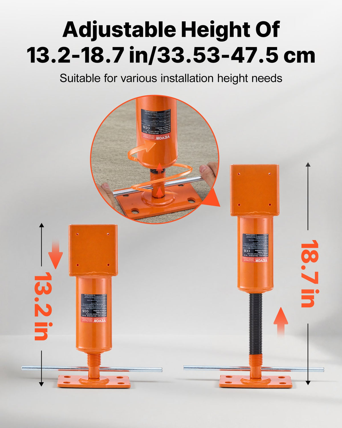 VEVOR Screw Jack Post, 4" x 4", 13.2"-18.7" Height Range, 24700 lbs Max Load Capacity, Adjustable Shore Jack, Temporary House Jack Pole for Home Leveling, Lifting Floor Crawlspace Basement Shore Beam - DBZCQJD1G2476AGANV0 - view 4