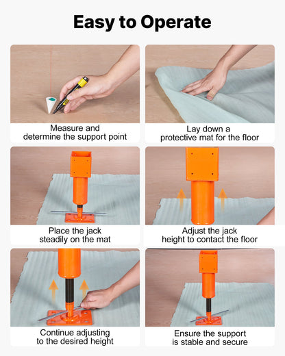 VEVOR Screw Jack Post, 4" x 4", 13.2"-18.7" Height Range, 24700 lbs Max Load Capacity, Adjustable Shore Jack, Temporary House Jack Pole for Home Leveling, Lifting Floor Crawlspace Basement Shore Beam - DBZCQJD1G2476AGANV0 - view 7