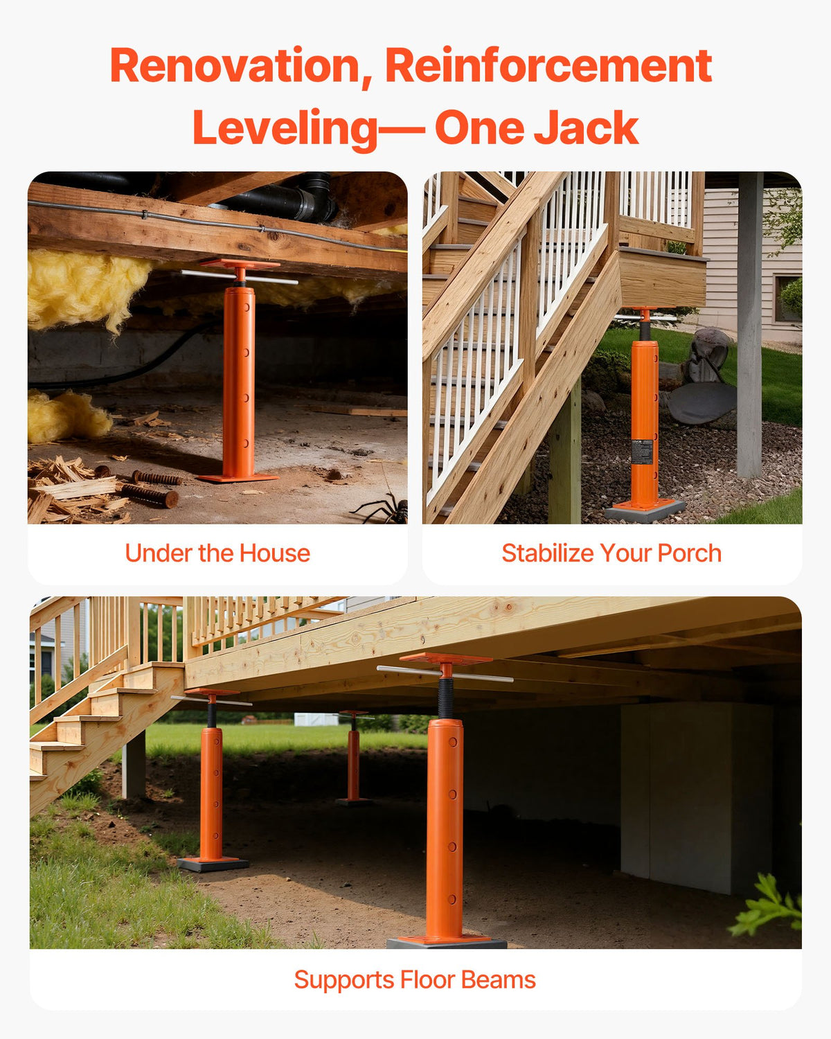 VEVOR House Floor Jacks, 2 Pack 19-36 Inch Height Range, 18000 lbs Max Load Capacity, Adjustable Support Beam Basement Jack Post Pole for Leveling, Lift Steel Telescoping Post for Temporary Support - DBZCQJD2JZ191FWQ0001V0 - view 5