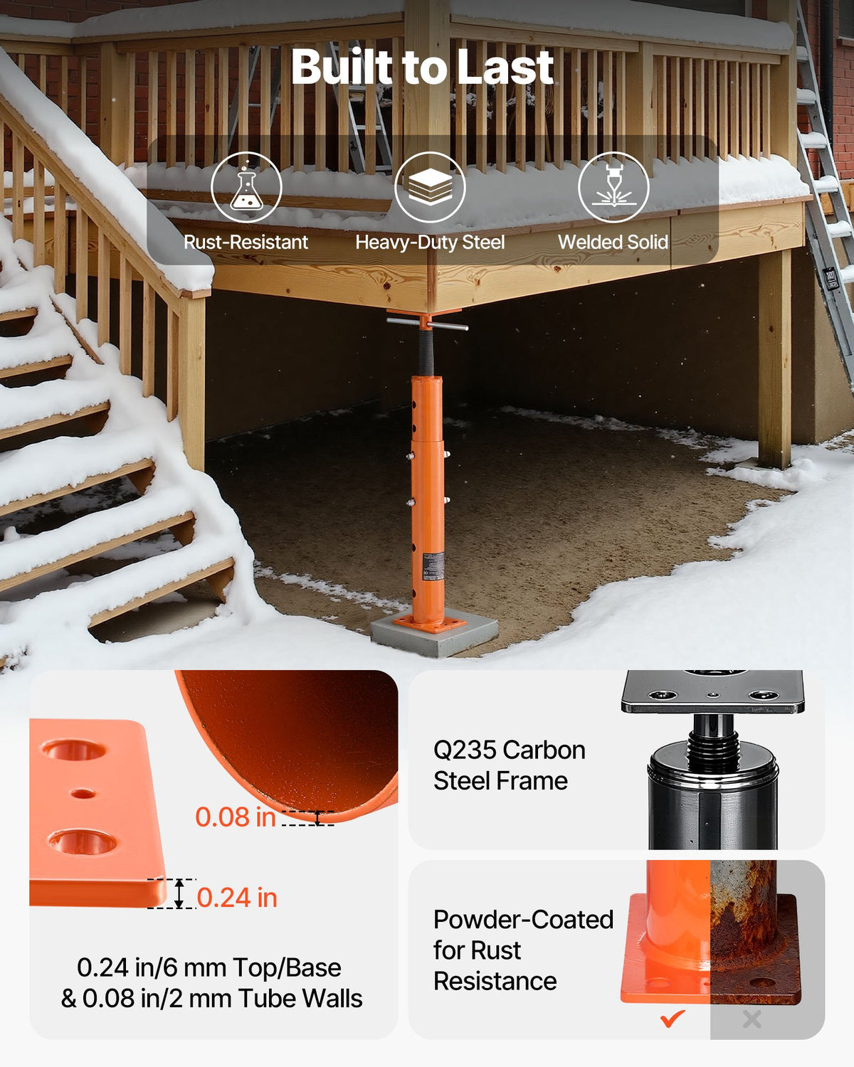 VEVOR House Floor Jacks, 2 Pack 19-36 Inch Height Range, 18000 lbs Max Load Capacity, Adjustable Support Beam Basement Jack Post Pole for Leveling, Lift Steel Telescoping Post for Temporary Support - DBZCQJD2JZ191FWQ0001V0 - view 6
