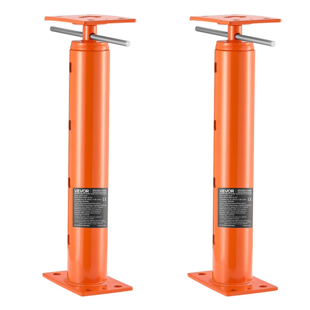 VEVOR House Floor Jacks, 2 Pack 19-36 Inch Height Range, 18000 lbs Max Load Capacity, Adjustable Support Beam Basement Jack Post Pole for Leveling, Lift Steel Telescoping Post for Temporary Support - DBZCQJD2JZ191FWQ0001V0 - view 10