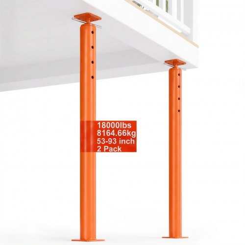 VEVOR House Floor Jacks, 2 Pack 53-93 Inch Height Range, 18000 lbs Max Load Capacity, Adjustable Support Beam Basement Jack Post Pole for Leveling, Lift Steel Telescoping Post for Temporary Support - DBZCQJD2JZ53NXEVN001V0 - view 2