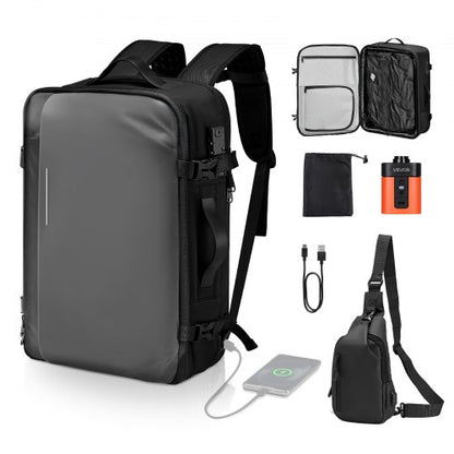 VEVOR Vacuum Travel Backpack, 65L, Expandable Vacuum Seal Compression Travel Backpack with Pump, with TSA-Approved Lock, Airback Vacpack, Water-Resistant Carry-On Suitcase Luggage, for Business, Gray - DBZKLXBBDB45DYSYL001V9 - view 2