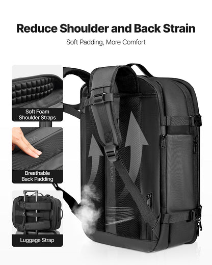 VEVOR Vacuum Travel Backpack, 65L, Expandable Vacuum Seal Compression Travel Backpack with Pump, with TSA-Approved Lock, Airback Vacpack, Water-Resistant Carry-On Suitcase Luggage, for Business, Gray - DBZKLXBBDB45DYSYL001V9 - view 7