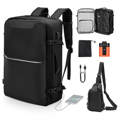 VEVOR Vacuum Travel Backpack, 80L, Expandable Vacuum Seal Compression Travel Backpack with Pump, with TSA-Approved Lock, Airback Vacpack, Water-Resistant Carry-On Suitcase Luggage, for Business, Black - DBZKLXBBDB80W3G27001V9 - view 2