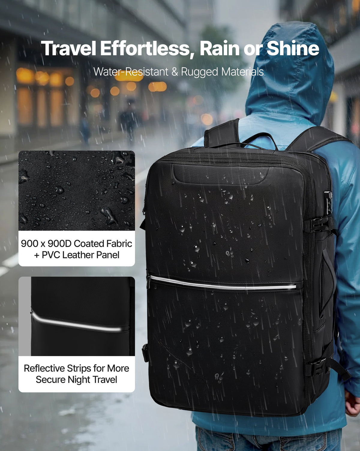 VEVOR Vacuum Travel Backpack, 80L, Expandable Vacuum Seal Compression Travel Backpack with Pump, with TSA-Approved Lock, Airback Vacpack, Water-Resistant Carry-On Suitcase Luggage, for Business, Black - DBZKLXBBDB80W3G27001V9 - view 6