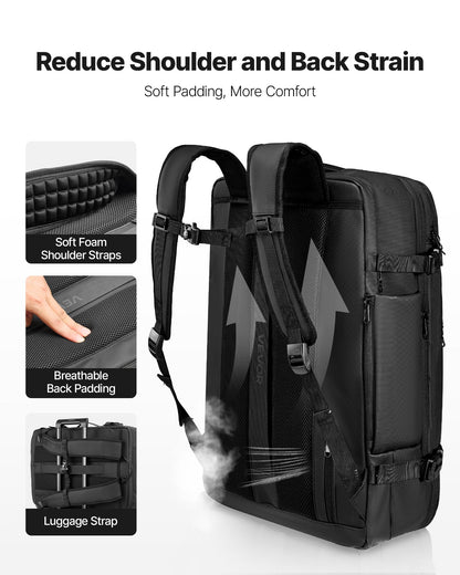VEVOR Vacuum Travel Backpack, 80L, Expandable Vacuum Seal Compression Travel Backpack with Pump, with TSA-Approved Lock, Airback Vacpack, Water-Resistant Carry-On Suitcase Luggage, for Business, Black - DBZKLXBBDB80W3G27001V9 - view 7