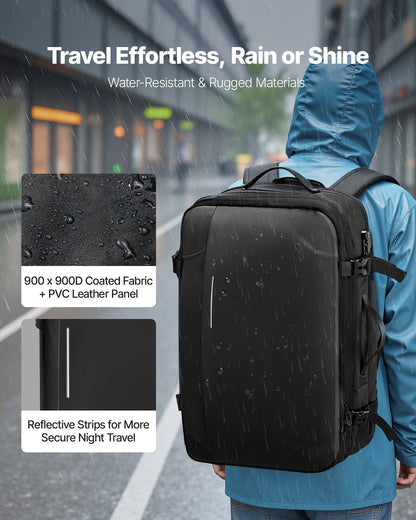 VEVOR Vacuum Travel Backpack, 65L, Expandable Vacuum Seal Compression Travel Backpack, with TSA-Approved Lock, Multiple Pockets Compartments, Water-Resistant Carry-On Suitcase Luggage, No Pump, Black - DBZKLXBBHSWBKXOI3001V0 - view 6