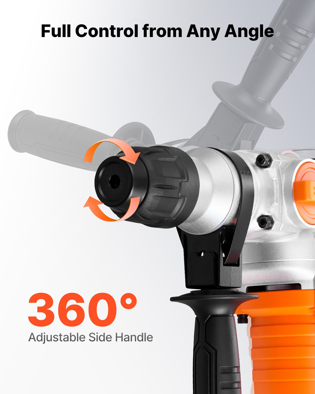 VEVOR Rotary Hammer Drill, 1-1/8 in SDS-Plus Electric Corded Heavy Duty Rotary Hammer, Including 3 Drill Bits, Flat Chisel, Pointed Chisel, Grease, Brush, and Carrying Case, for Concrete and Masonry - DC2028MM310JDM45N001V1 - view 6