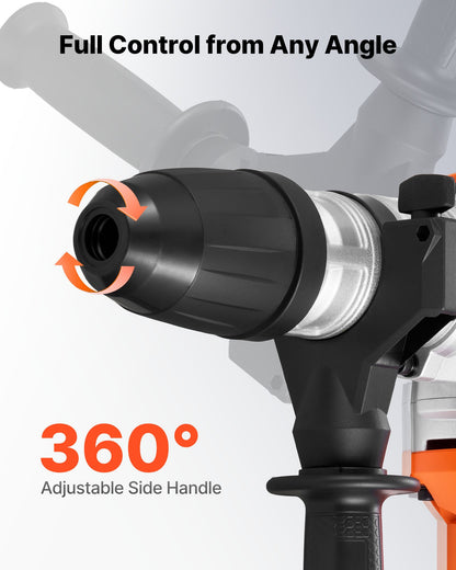 VEVOR Rotary Hammer Drill, 1-9/16 in SDS-Max Cordless, Heavy Duty 20V Battery Powered Rotary Hammer, Including 2 Batteries, Charger, Drill Bit, Pointed Chisel, Carrying Case, for Concrete, Masonry - DC2040MM310JZL6ZB001V1 - view 7