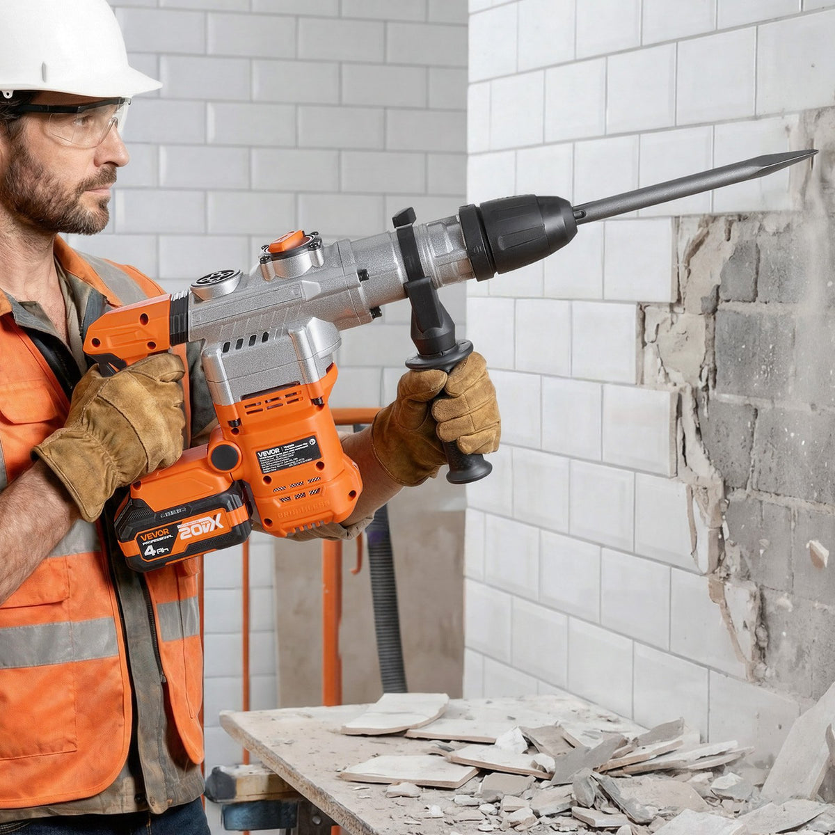VEVOR Rotary Hammer Drill, 1-9/16 in SDS-Max Cordless, Heavy Duty 20V Battery Powered Rotary Hammer, Including 2 Batteries, Charger, Drill Bit, Pointed Chisel, Carrying Case, for Concrete, Masonry - DC2040MM310JZL6ZB001V1 - view 9