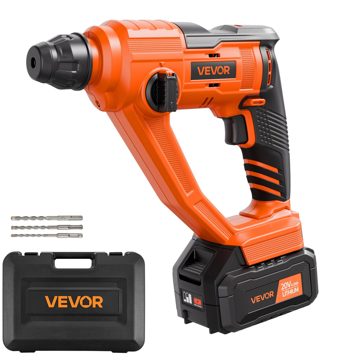 VEVOR 20V Cordless Hammer Drill, Lithium-Ion 0.6 Inch Rotary Hammer Driver, SDS-Plus Electric Lightweight Power Tool Kit with Battery and Charger, 2 Functions, 1000 RPM, 5100 BPM - DC20WSDC16MM3L8P3001V1 - view 1