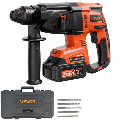 VEVOR 20V Brushless Cordless Hammer Drill, Lithium-Ion 1 Inch Rotary Hammer Driver, SDS-Plus Electric Lightweight Power Tool Kit with Battery and Charger, 4 Functions, 1200 RPM, 5300 BPM - DC20WSDC26MMTHJL9001V1 - view 1