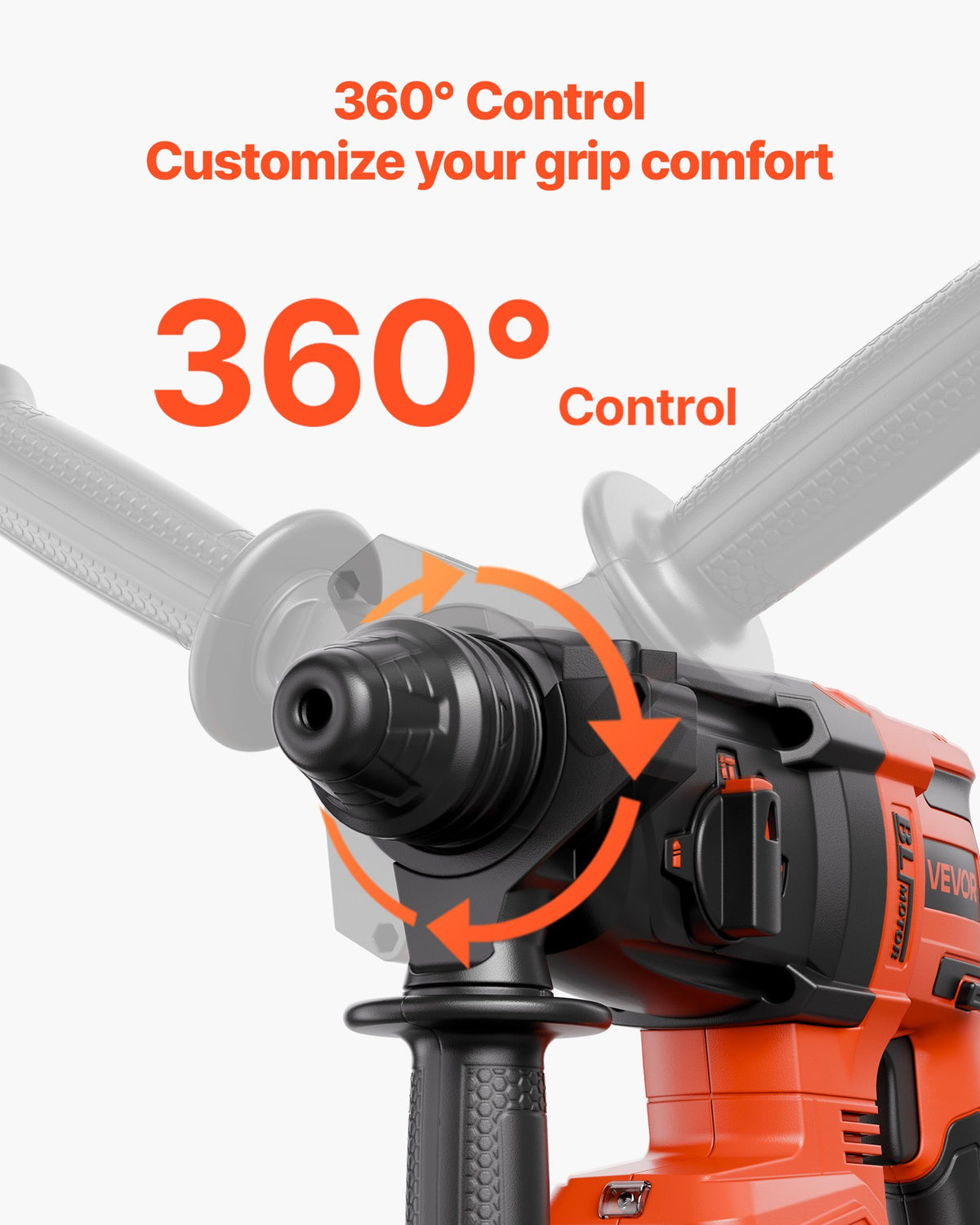 VEVOR 20V Brushless Cordless Hammer Drill, Lithium-Ion 1 Inch Rotary Hammer Driver, SDS-Plus Electric Lightweight Power Tool Kit with Battery and Charger, 4 Functions, 1200 RPM, 5300 BPM - DC20WSDC26MMTHJL9001V1 - view 6