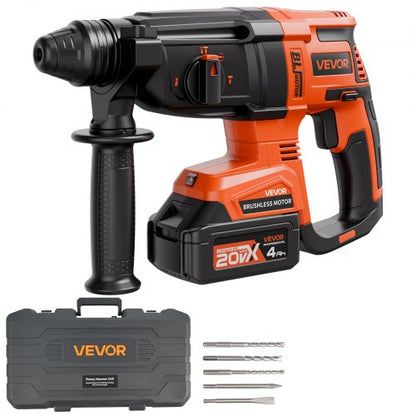 VEVOR 20V Brushless Cordless Hammer Drill, Lithium-Ion 1.1 Inch Rotary Hammer Driver, SDS-Plus Electric Lightweight Power Tool Kit with Battery and Charger, 4 Functions, 1200 RPM, 5300 BPM - DC20WSDC28MMG9H4B001V1 - view 2