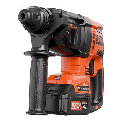 VEVOR 20V Brushless Cordless Hammer Drill, Lithium-Ion 1.1 Inch Rotary Hammer Driver, SDS-Plus Electric Lightweight Power Tool Kit with Battery and Charger, 4 Functions, 1200 RPM, 5300 BPM - DC20WSDC28MMG9H4B001V1 - view 10