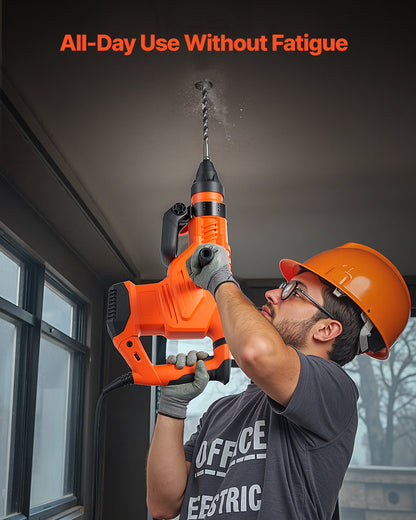 VEVOR Corded Hammer Drill, 1600W 175-350RPM Electric Demolition Drills, 2-Inch SDS-Max Rotary Hammer Driver, 3 Functions Chipping Power Tool Kit for Concrete, Drilling Wood Plastic - DC20YSDC44MMAV1U7001V1 - view 5