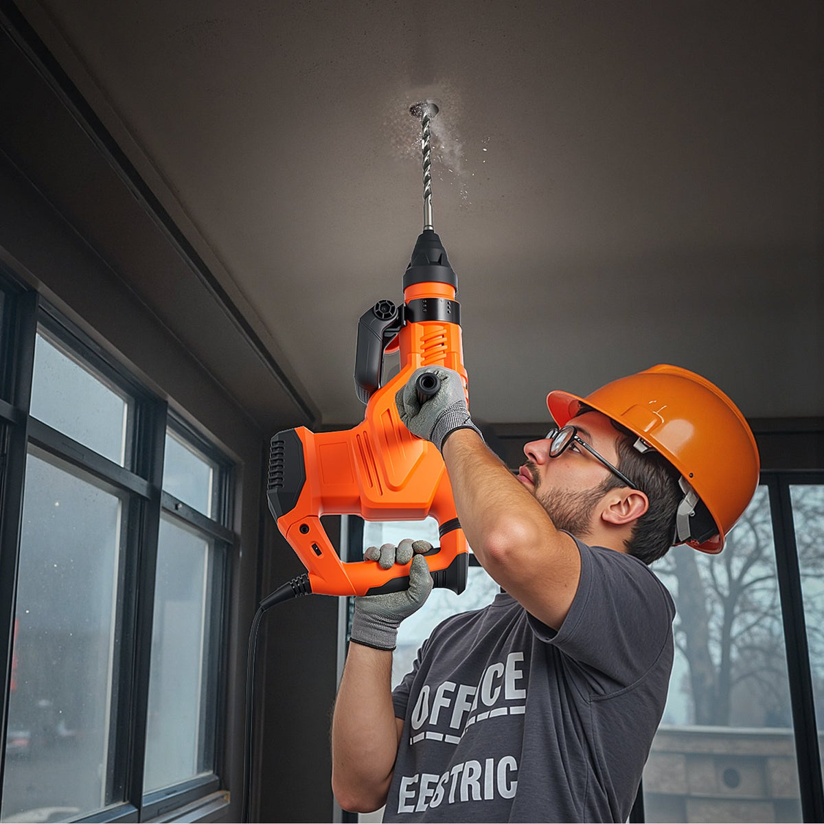 VEVOR Corded Hammer Drill, 1600W 175-350RPM Electric Demolition Drills, 2-Inch SDS-Max Rotary Hammer Driver, 3 Functions Chipping Power Tool Kit for Concrete, Drilling Wood Plastic - DC20YSDC44MMAV1U7001V1 - view 9