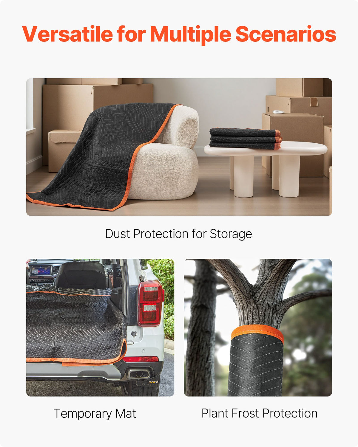 VEVOR Moving Blankets 12 Pcs, 72 x 40 in (32 lbs/dz) Large Packing Blankets with Cotton Filling, Heavy Duty Nonwoven Fabric Padded Moving Blanket for Shipping, Wrapping, Protecting Furniture - DCBYT72X40INKNLJS001V0 - view 7