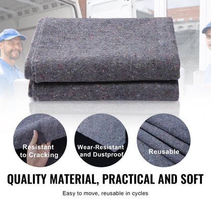 VEVOR Moving Blankets, 72" x 54", 21 lbs/dz Weight, 24 Packs, Professional Recycled Cotton Packing Blanket, Large Heavy Duty Shipping Mover Pads Perfect for Protecting Furniture, Floors, Appliances - DCBYT72X54INIXGUYV0 - view 5