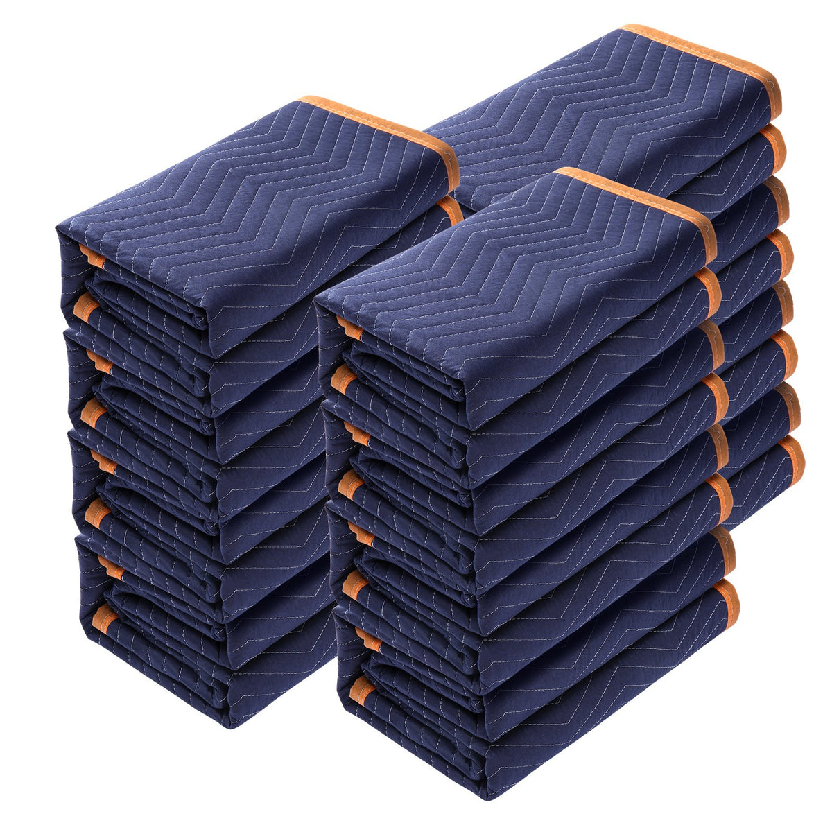 VEVOR Moving Blankets, 80" x 72", 35 lbs/dz Weight, 12 Packs, Professional Non-Woven & Recycled Cotton Packing Blanket, Heavy Duty Mover Pads for Protecting Furniture, Floors, Appliances, Blue/Orange - DCBYT80X72INUDL28V0 - view 1