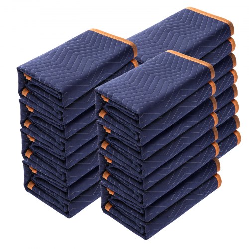 VEVOR Moving Blankets, 80" x 72", 35 lbs/dz Weight, 12 Packs, Professional Non-Woven & Recycled Cotton Packing Blanket, Heavy Duty Mover Pads for Protecting Furniture, Floors, Appliances, Blue/Orange - DCBYT80X72INUDL28V0 - view 2