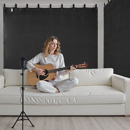 VEVOR 2 Pcs Sound Dampening Blankets, Soundproof Curtains with 96 x 80 in, Soundproof Blanket with Grommets, Studio Grommeted Blanket, for Window, Door, Light Blocker, Music Recording, Black - DCBYT96X80IN2UFBY001V0 - view 9