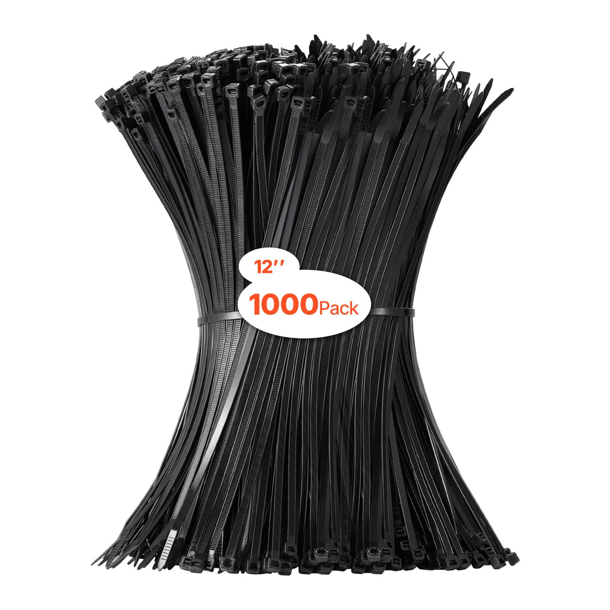 VEVOR 1000 Pack Cable Zip Ties, 12-inch Heavy Duty Cable Wire Ties with 50LBS High Tensile Strength, Multi-Purpose Self-Locking Nylon Tie Wraps, Heat & Cold Resistant for Indoor and Outdoor Use - DCCTZDLZD12I4I41NV0 - view 9