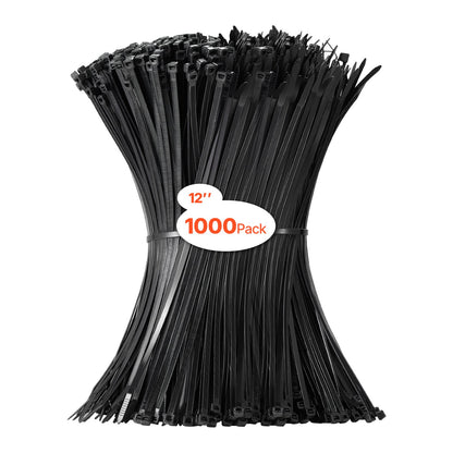 VEVOR 1000 Pack Cable Zip Ties, 12-inch Heavy Duty Cable Wire Ties with 50LBS High Tensile Strength, Multi-Purpose Self-Locking Nylon Tie Wraps, Heat & Cold Resistant for Indoor and Outdoor Use - DCCTZDLZD12I4I41NV0 - view 9