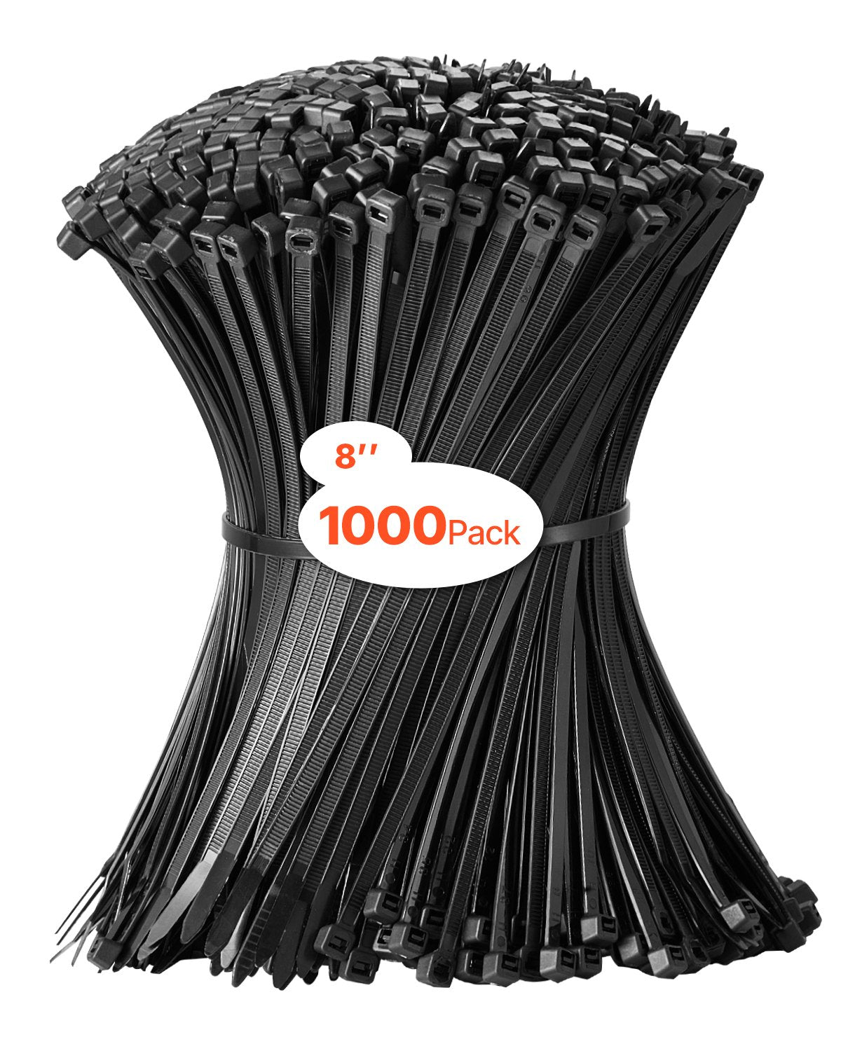 VEVOR 1000 Pack Cable Zip Ties, 8-inch Heavy Duty Cable Wire Ties with 45LBS High Tensile Strength, Multi-Purpose Self-Locking Nylon Tie Wraps, Heat & Cold Resistant for Indoor and Outdoor Use - DCCTZDLZD8INR77D4V0 - view 1