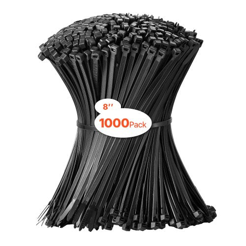 VEVOR 1000 Pack Cable Zip Ties, 8-inch Heavy Duty Cable Wire Ties with 45LBS High Tensile Strength, Multi-Purpose Self-Locking Nylon Tie Wraps, Heat & Cold Resistant for Indoor and Outdoor Use - DCCTZDLZD8INR77D4V0 - view 2