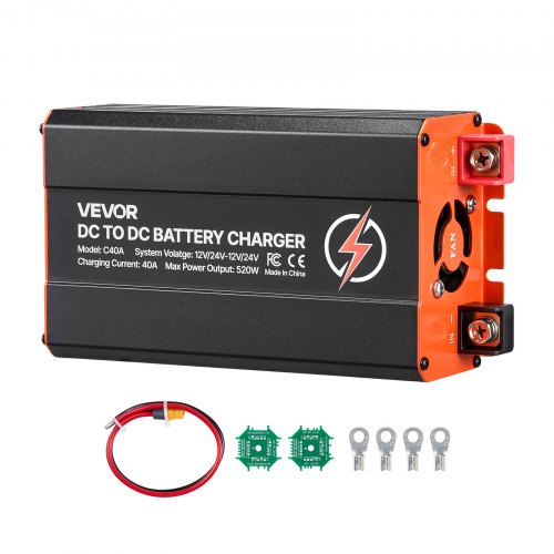 VEVOR DC to DC Battery Charger, 520W, 40A Alternator Charger, Fast DC-DC Charging for Portable Power Stations, Compatible with LiFePO4 Lead-Acid AGM GEL Batteries, 12V/24V-12V/24V, for RV Home Backup - DCDCDDY12V24PZD1S001V9 - view 2