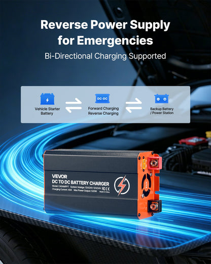 VEVOR DC to DC Charger with MPPT, 520W, 40A On-Board Battery Charger, Solar Panel/Alternator Dual Input, Smart Multi-Stage Charging for LiFePO4 Lead-Acid Batteries, 12V/24V-12V/24V, for RV Home Backup - DCDCSDY12V2422Q4J001V9 - view 5