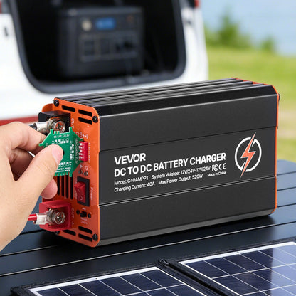 VEVOR DC to DC Charger with MPPT, 520W, 40A On-Board Battery Charger, Solar Panel/Alternator Dual Input, Smart Multi-Stage Charging for LiFePO4 Lead-Acid Batteries, 12V/24V-12V/24V, for RV Home Backup - DCDCSDY12V2422Q4J001V9 - view 9