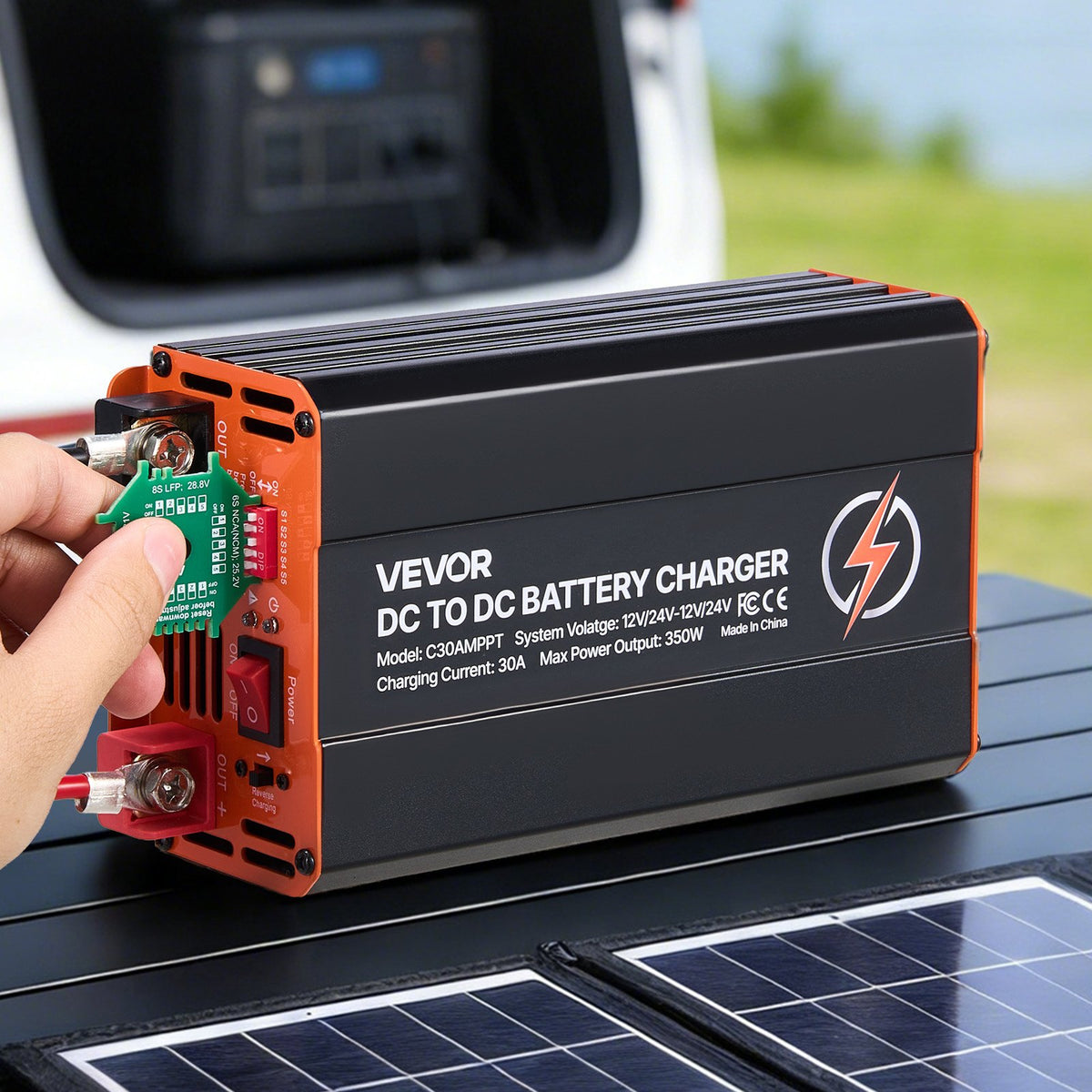 VEVOR DC to DC Charger with MPPT, 350W, 30A On-Board Battery Charger, Solar Panel/Alternator Dual Input, Smart Multi-Stage Charging for LiFePO4 Lead-Acid Batteries, 12V/24V-12V/24V, for RV Home Backup - DCDCSDY12V24BEYZ9001V9 - view 9