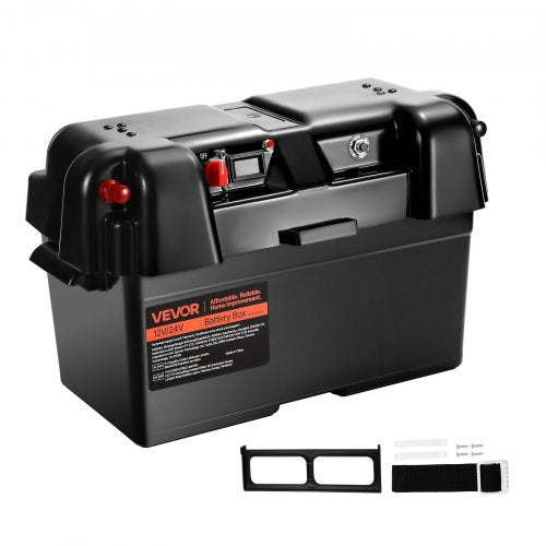 VEVOR Battery Box, Group 24/27 Trolling Motor Battery Box, 12V/24V Marine Batteries Case with PP Shell and Dual Straps, Smart Batteries Case, Suitable for Trolling Motor, Marine,RV & Solar Panel - DCHZNDCH2427NQR8I001V1 - view 2