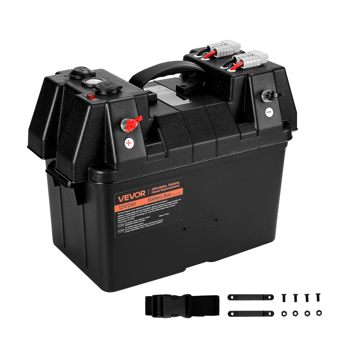 VEVOR Battery Box, Group 24/31 Trolling Motor Battery Box, 12V/24V Marine Batteries Case with PP Shell and Dual Straps, Smart Batteries Case, Suitable for Trolling Motor, Marine,RV & Solar Panel - DCHZNDCH2431L6I6L001V1 - view 1