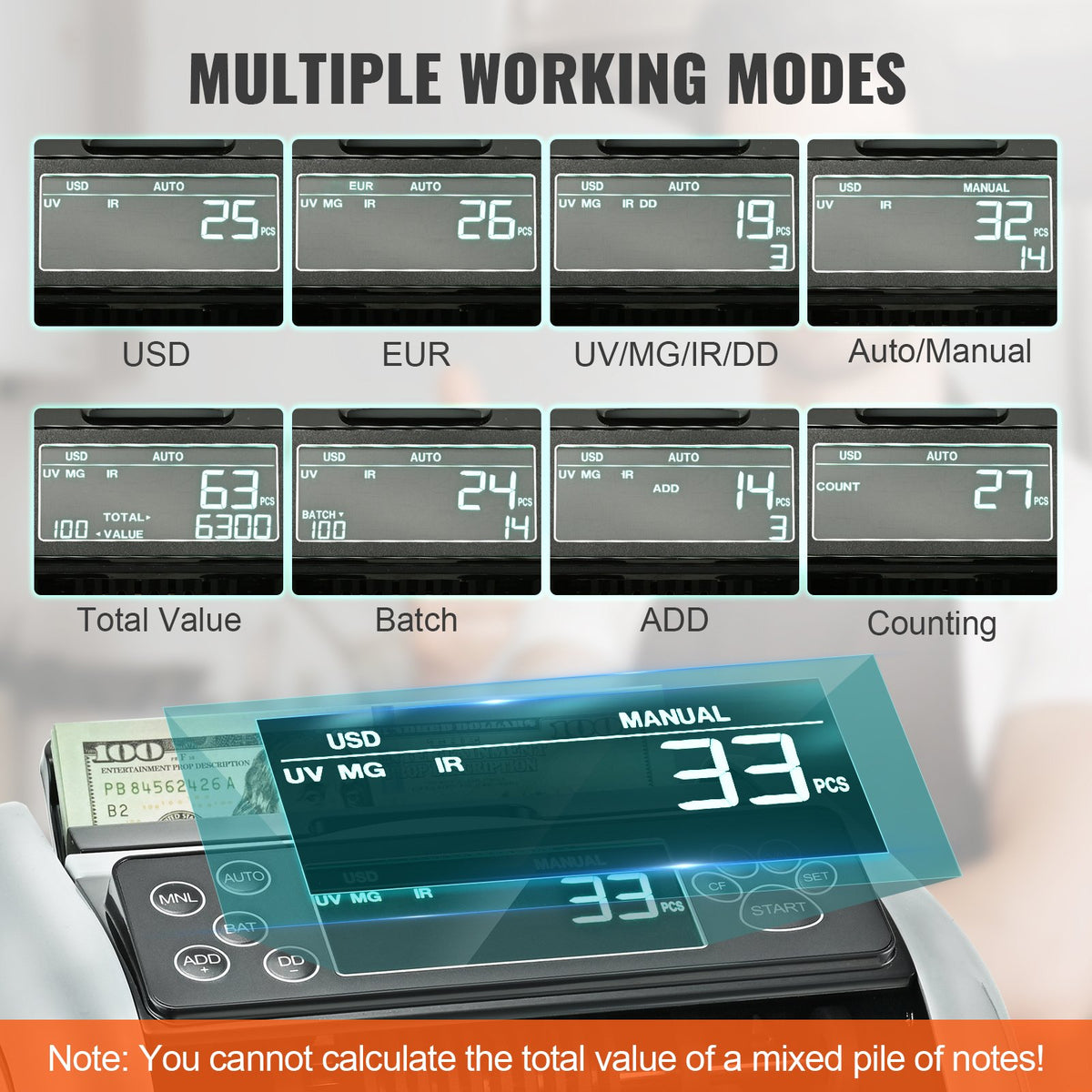 VEVOR Money Counter - Select Your Configuration - DCJH1UVMGIRDDFUJ5V1 - view 3