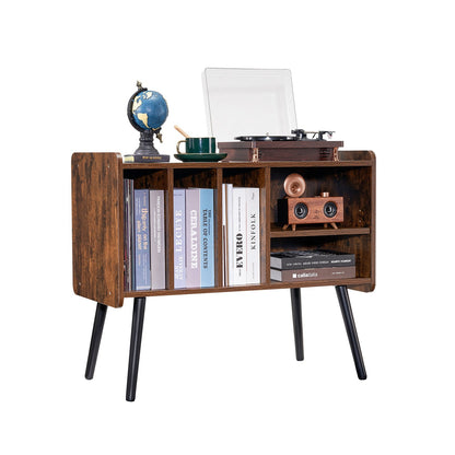 VEVOR Record Player Stand, Turntable Stand Holds Up to 220 Albums, Vintage Vinyl Record Cabinet with Removable Shelves, Record Player Table with Adjustable Height for Living Room, Bedroom, Brown - DCJJMZLC220Z7SYPLV0 - view 1